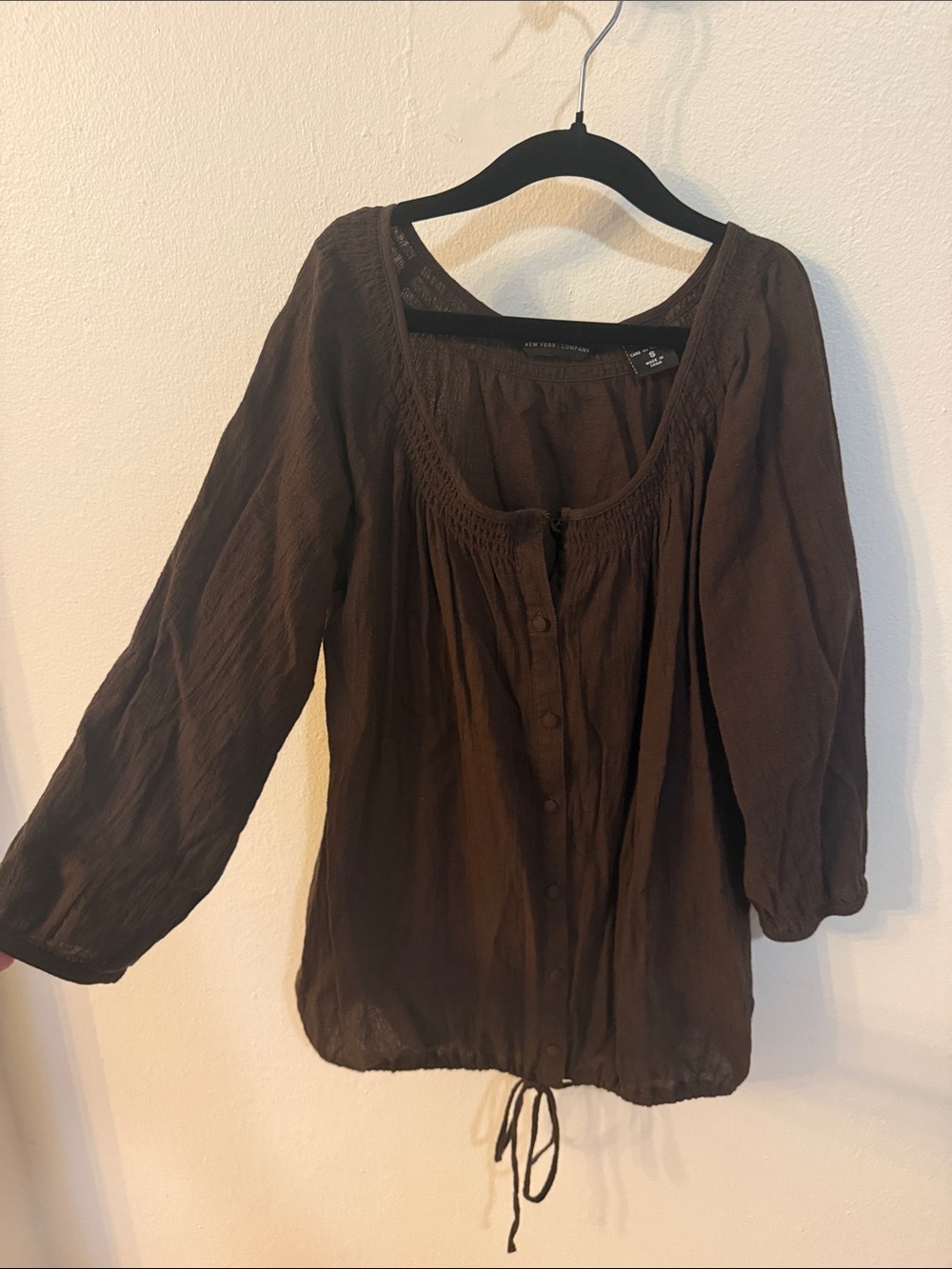 New York & Company 100% cotton Brown Button-Front Blouse